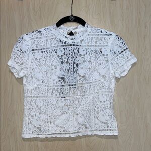 Simple Concept White Lace Women's Top